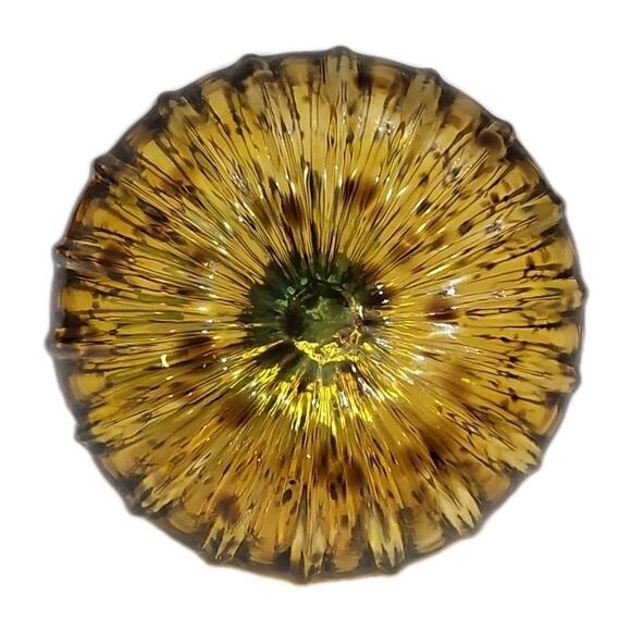 Handblown Glass Amber Pumpkin Halloween Autumn Home Decor Centerpiece 5" - Picture 5 of 5